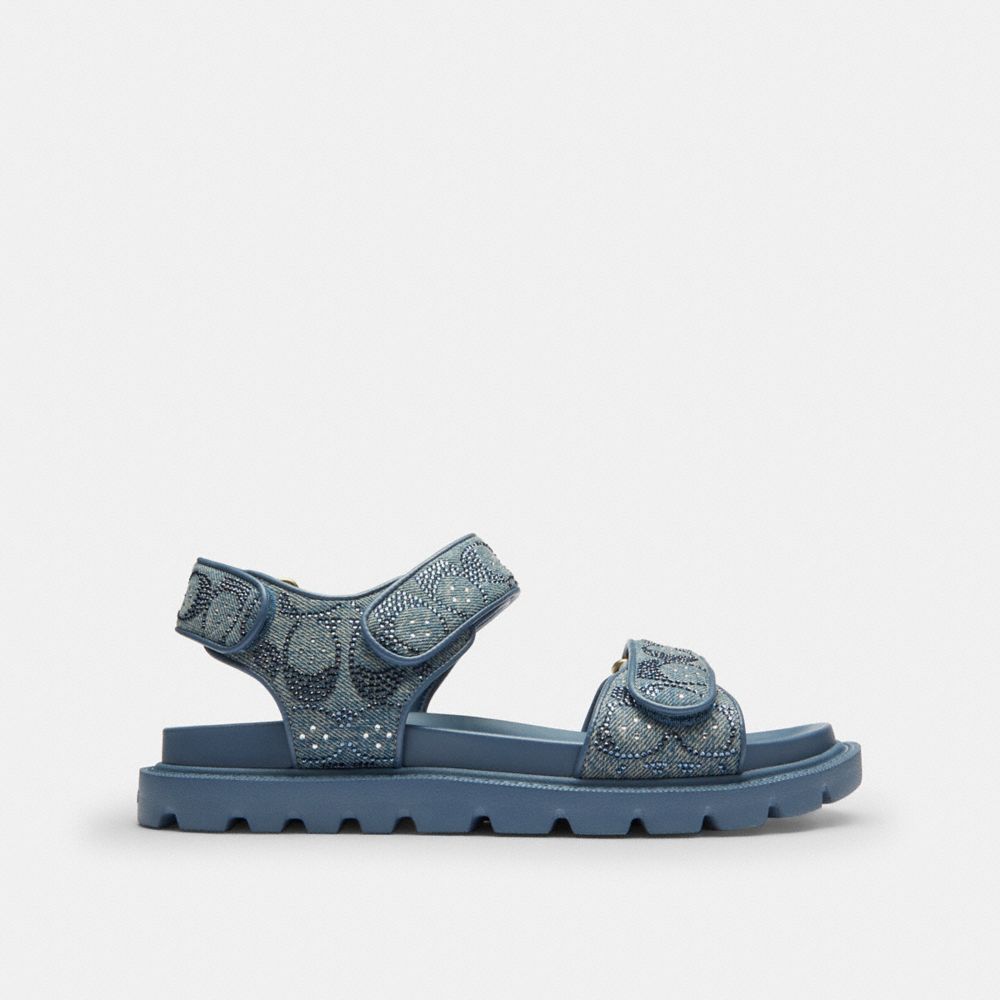 BRYNN SANDAL IN CRYSTAL SIGNATURE DENIM
