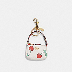 COACH CF006 Mini Nolita Bag Charm With Heart Cherry Print GOLD/CHALK MULTI