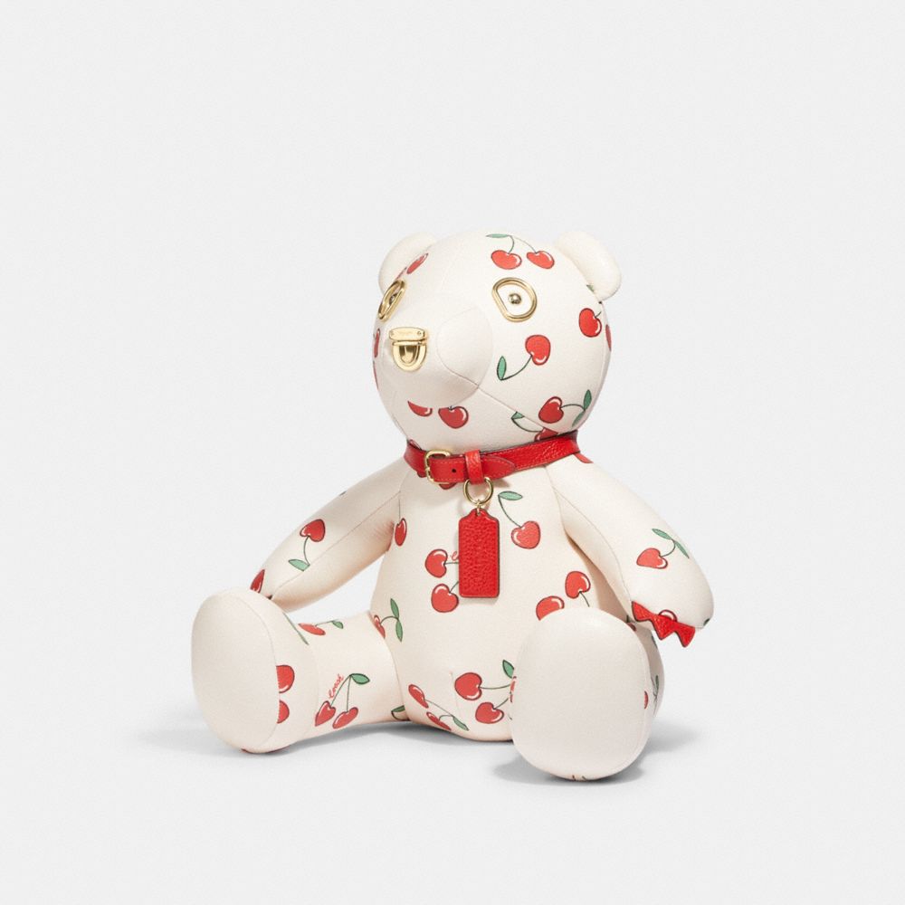 Collectible Bear With Heart Cherry Print - CF007 - Gold/Chalk Multi