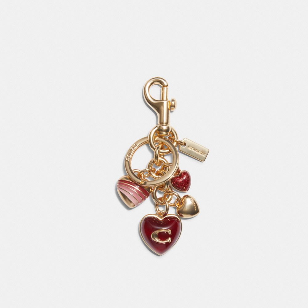 COACH CF008 Signature Heart Cluster Bag Charm GOLD/MULTI