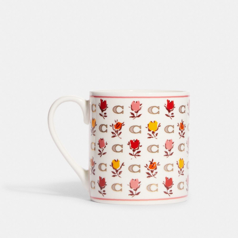 COACH CF010 Mug With Badlands Floral Print Gold/Chalk Multi