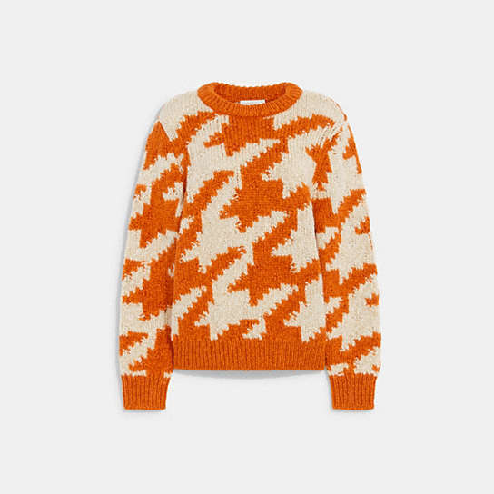 CF038 - Houndstooth Sweater Orange/Cream