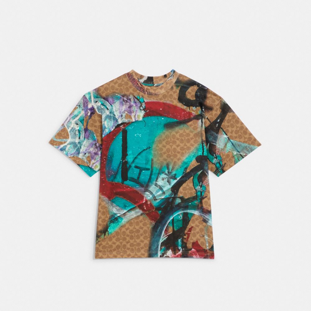 CF046 - Coach X Mint + Serf T Shirt In Organic Cotton Multi