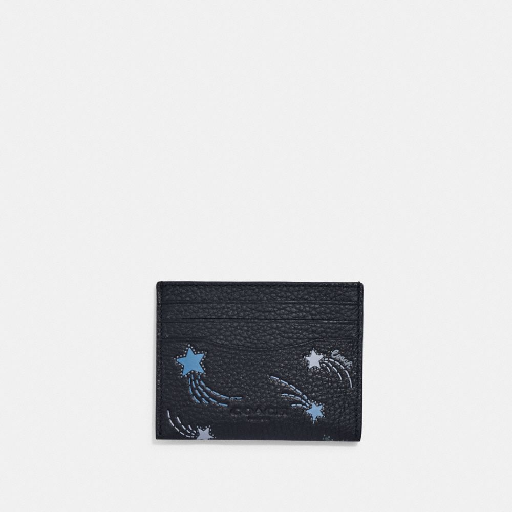 COACH CF062 Slim Id Card Case With Shooting Star Print Black Antique Nickel/Black/Midnight