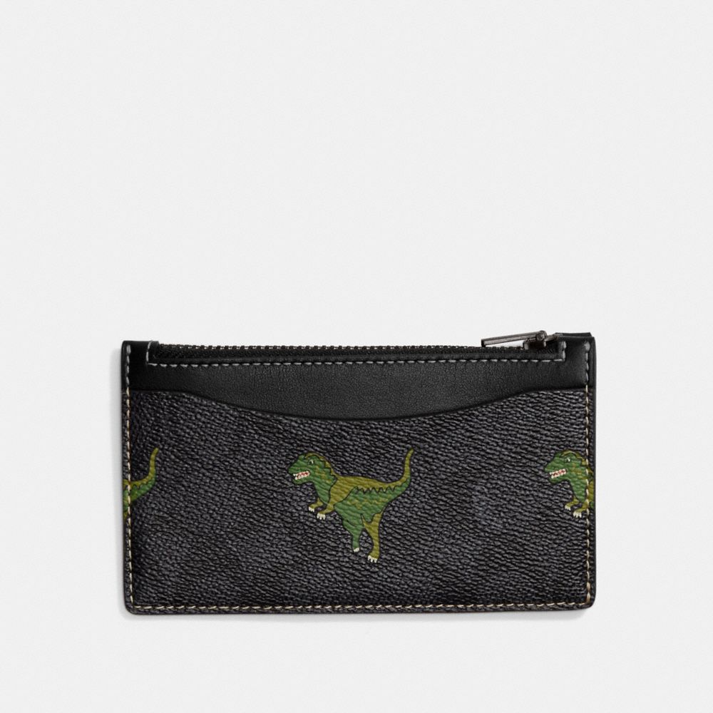 ZIP CARD CASE IN SIGNATURE CANVAS WITH REXY PRINT