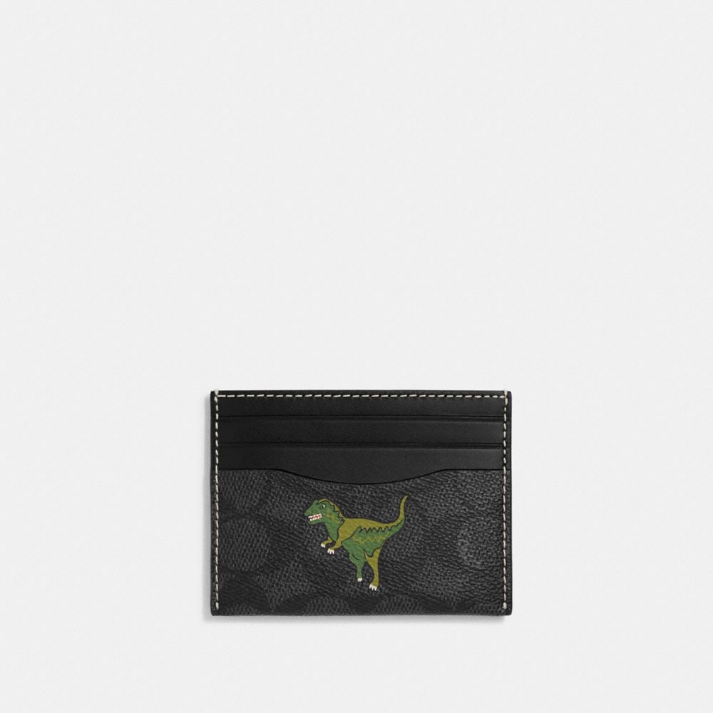 CF067 - Card Case In Signature Canvas With Rexy Print Charcoal/Black
