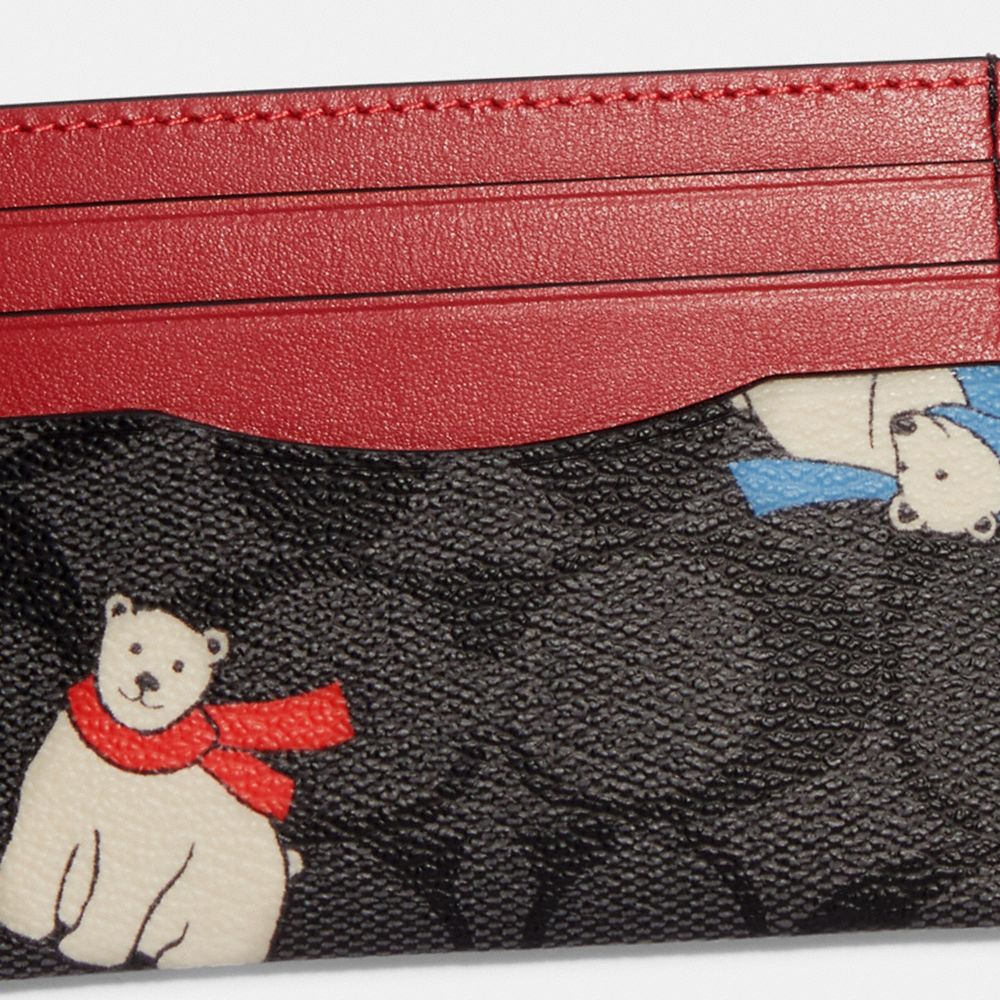 SLIM ID CARD CASE IN SIGNATURE CANVAS WITH POLAR BEAR PRINT