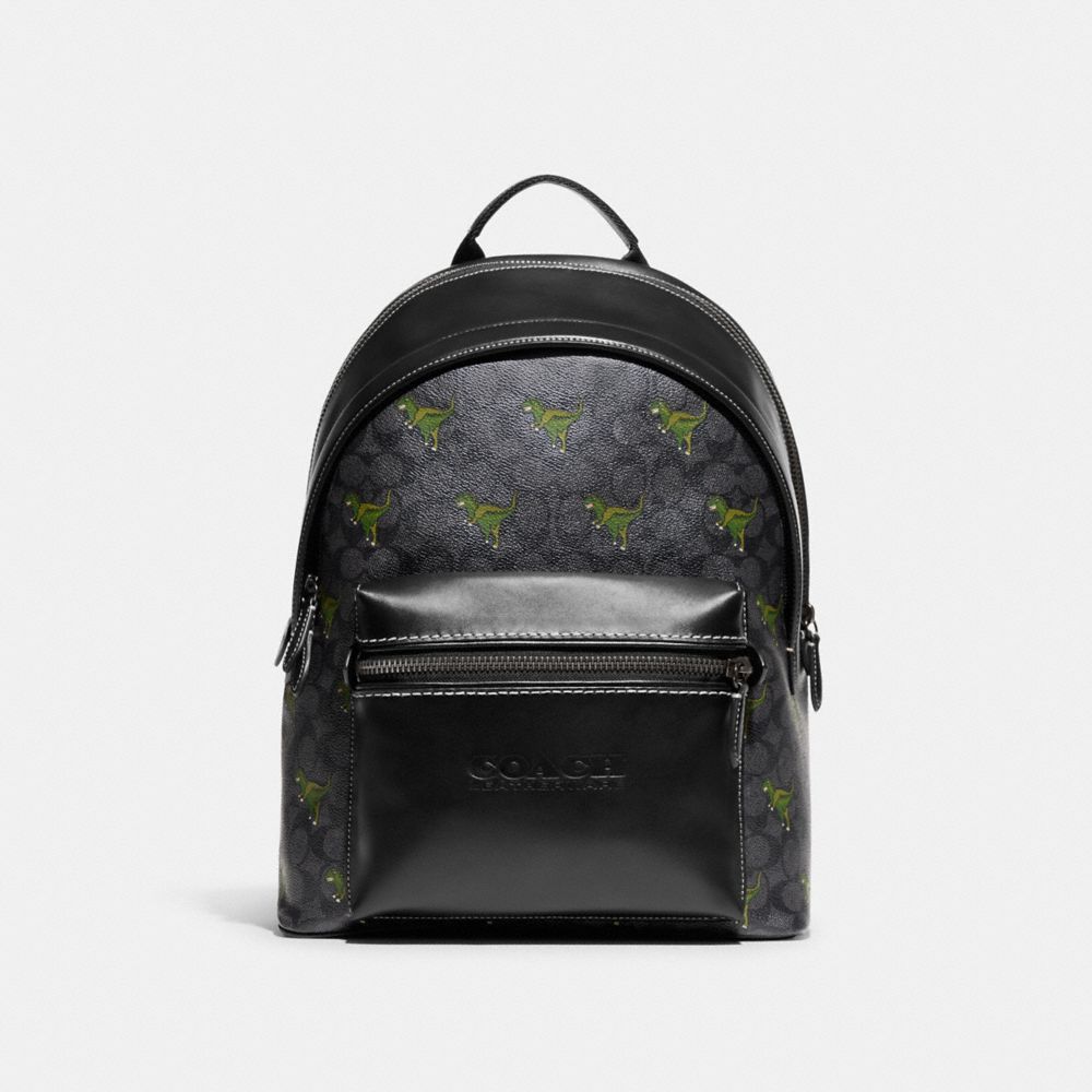 CF074 - Charter Backpack In Signature Canvas With Rexy Print Charcoal