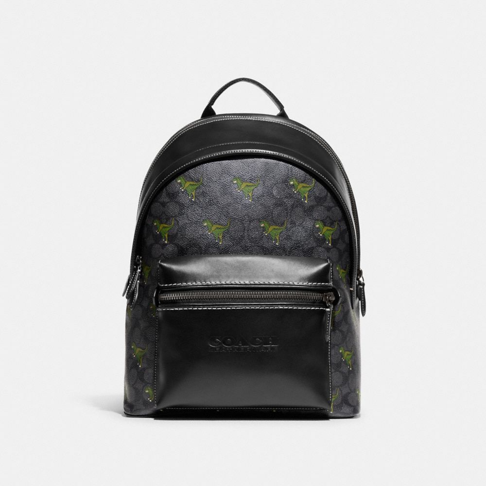 COACH CF074 Charter Backpack In Signature Canvas With Rexy Print Charcoal