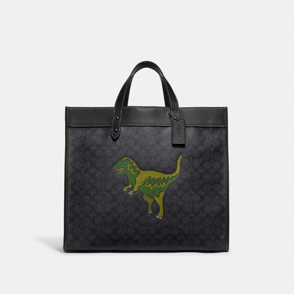 COACH CF077 Field Tote 40 In Signature Canvas With Rexy CHARCOAL