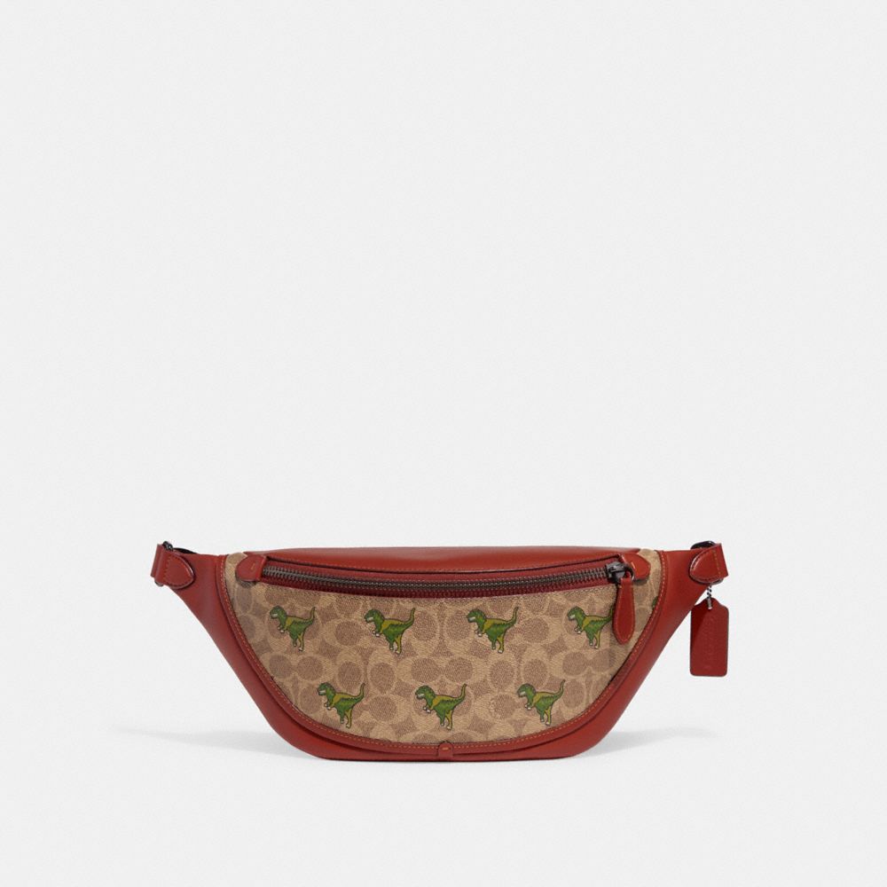 COACH CF078 League Belt Bag In Signature Canvas With Rexy Print Tan/Rust