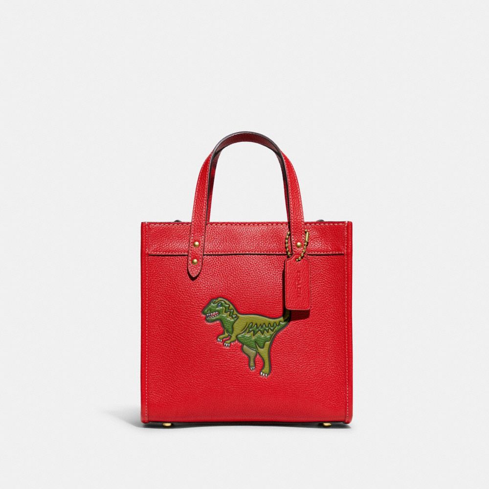 COACH CF084 Field Tote 22 With Rexy Brass/Red