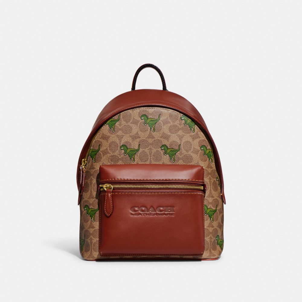COACH CF101 Charter Backpack 24 In Signature Canvas With Rexy Print B4/KHAKI/RUST