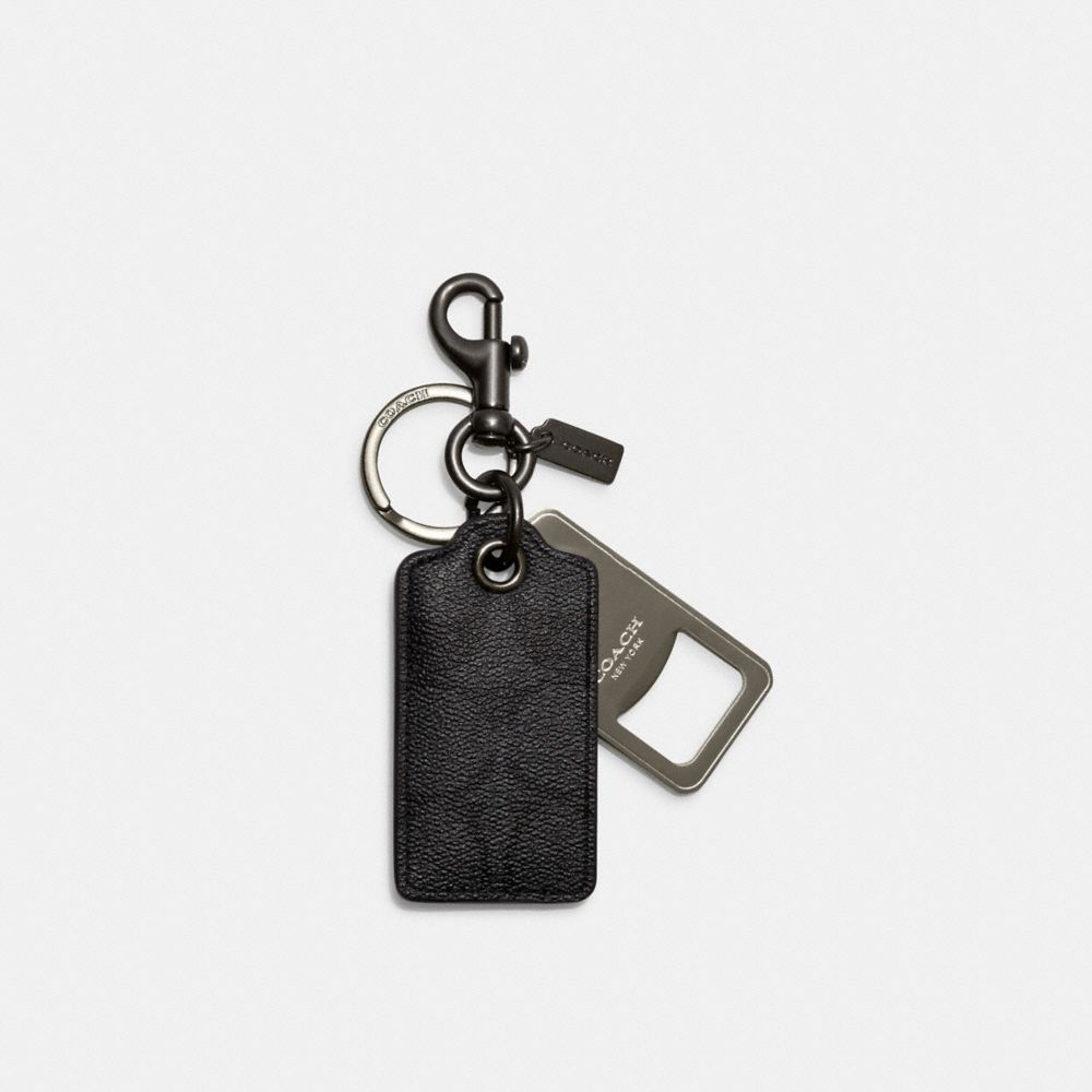 Bottle Opener Key Fob In Signature Canvas - CF131 - Gunmetal/Charcoal