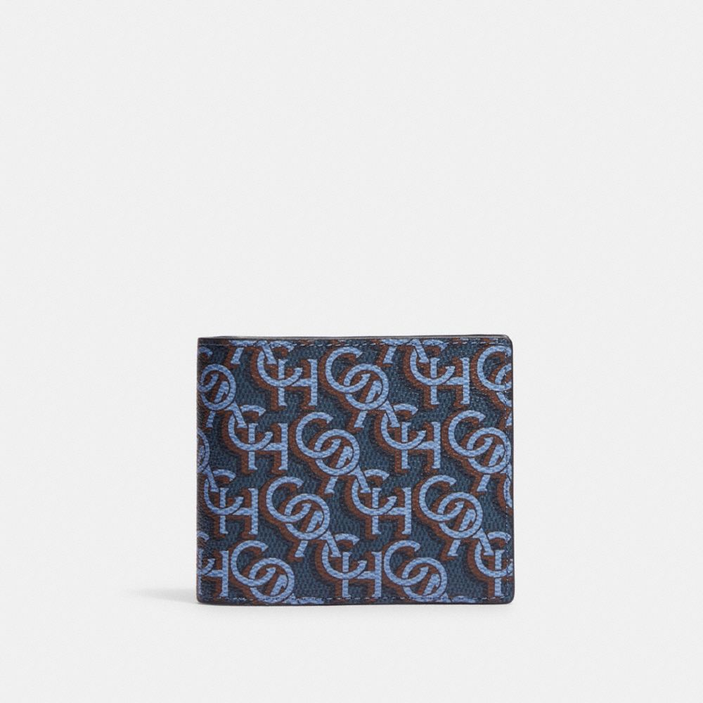 COACH CF134 3 In 1 Wallet With Signature Monogram Print Gunmetal/Midnight