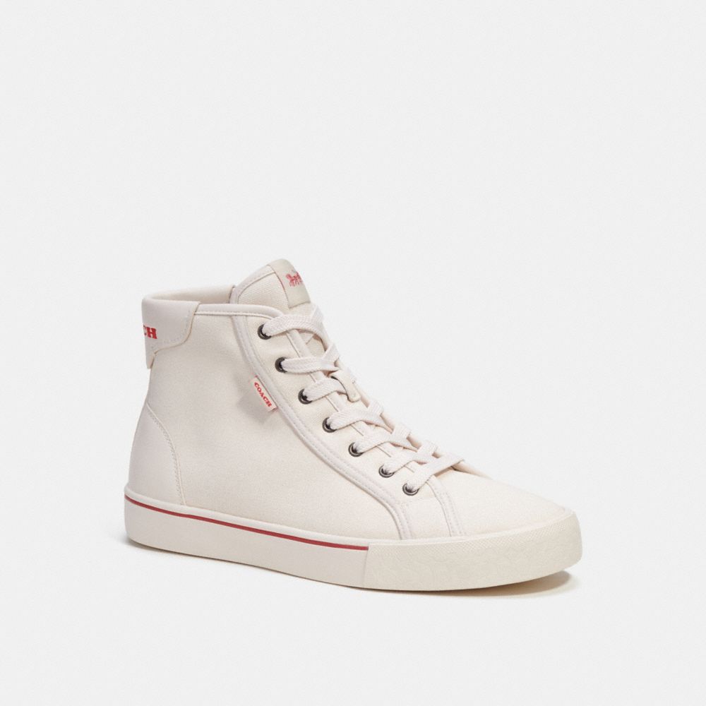 COACH CF138 Skate High Top Sneaker Chalk Sport Red