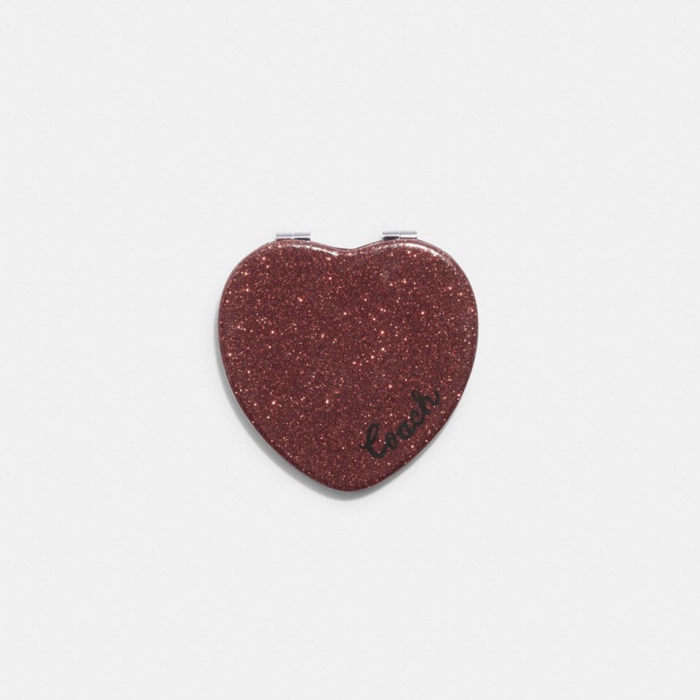 Glitter Heart Compact Mirror - CF153 - Gold/Wine Multi