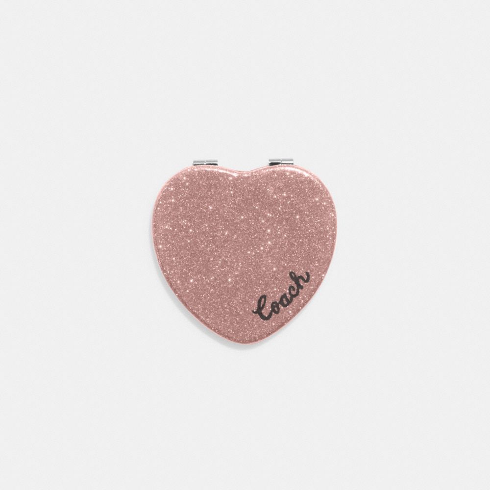 COACH CF153 Glitter Heart Compact Silver/Dusty Rose