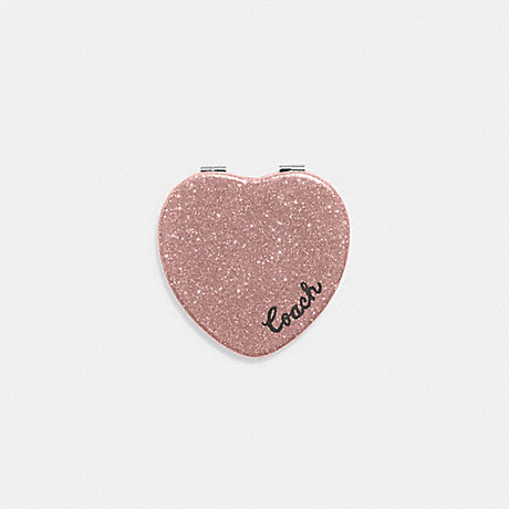 COACH CF153 Glitter Heart Compact Silver/Dusty-Rose