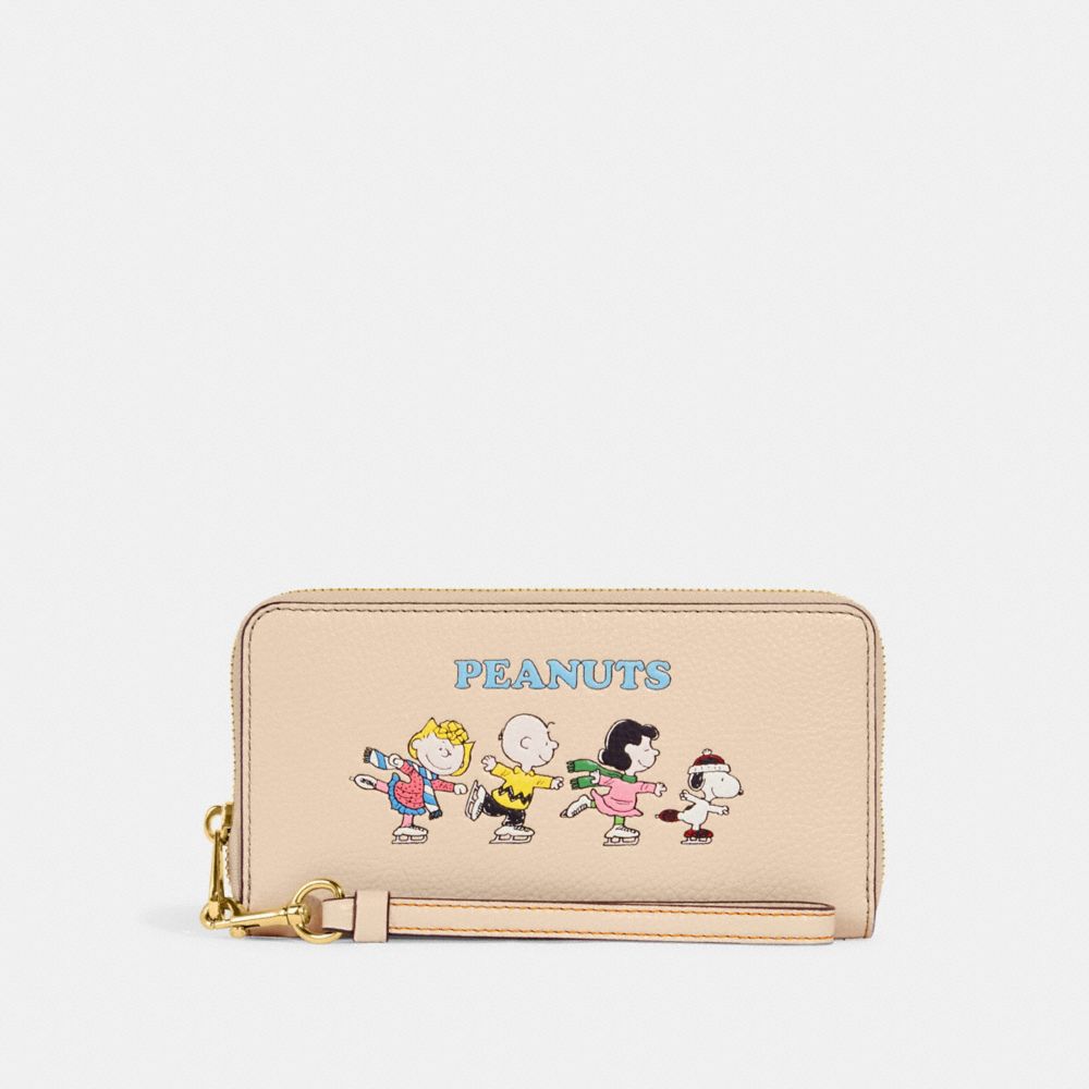 COACH X PEANUTS LONG ZIP AROUND WALLET WITH SNOOPY AND FRIENDS MOTIF