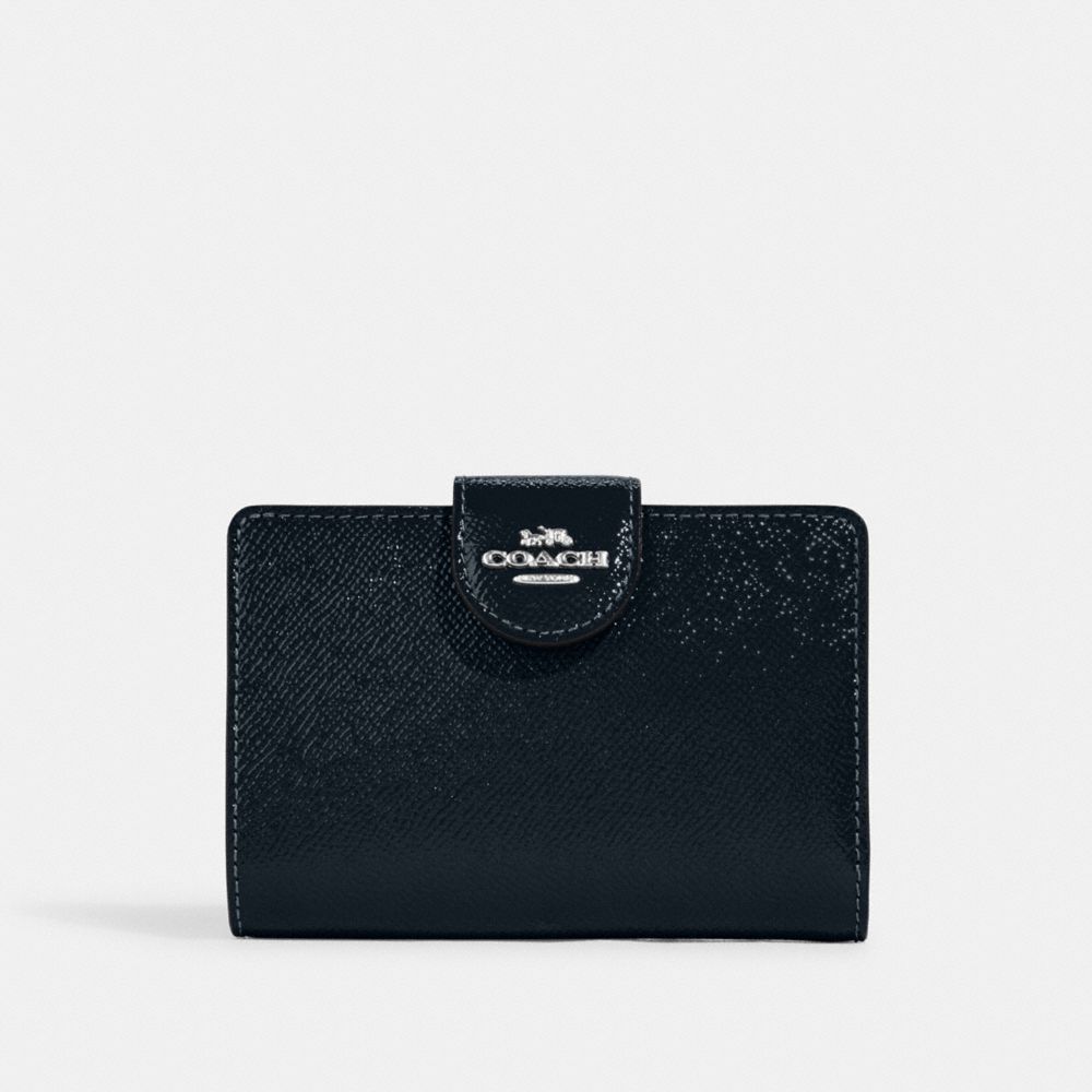 COACH CF233 Medium Corner Zip Wallet SILVER/MIDNIGHT NAVY