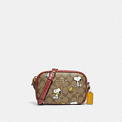 Coach X Peanuts Mini Jamie Camera Bag In Signature Canvas With Snoopy Woodstock Print - CF248 - Gold/Khaki/Redwood Multi