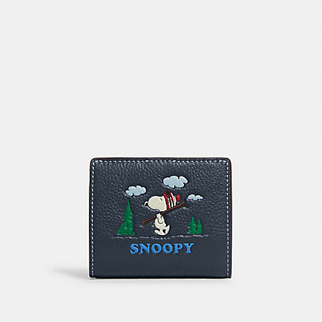 COACH CF251 Coach X Peanuts Snap Wallet With Snoopy Ski Motif Gunmetal/Denim Multi