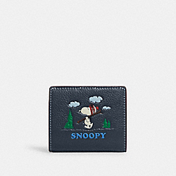COACH CF251 Coach X Peanuts Snap Wallet With Snoopy Ski Motif GUNMETAL/DENIM MULTI