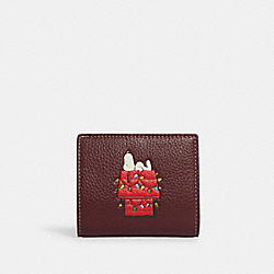 COACH CF252 Coach X Peanuts Snap Wallet With Snoopy Lights Motif GOLD/WINE MULTI