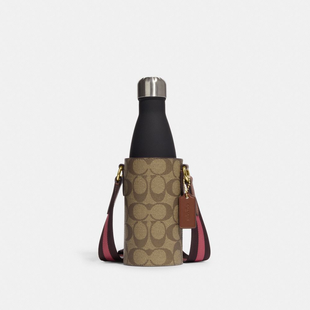 COACH CF280 Water Bottle Crossbody In Signature Canvas Gold/Khaki