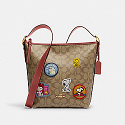COACH CF293 Coach X Peanuts Val Duffle In Signature Canvas With Patches GOLD/KHAKI/REDWOOD MULTI