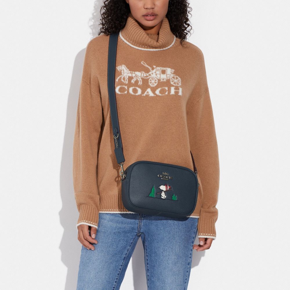 COACH X PEANUTS JAMIE CAMERA BAG WITH SNOOPY SKI MOTIF