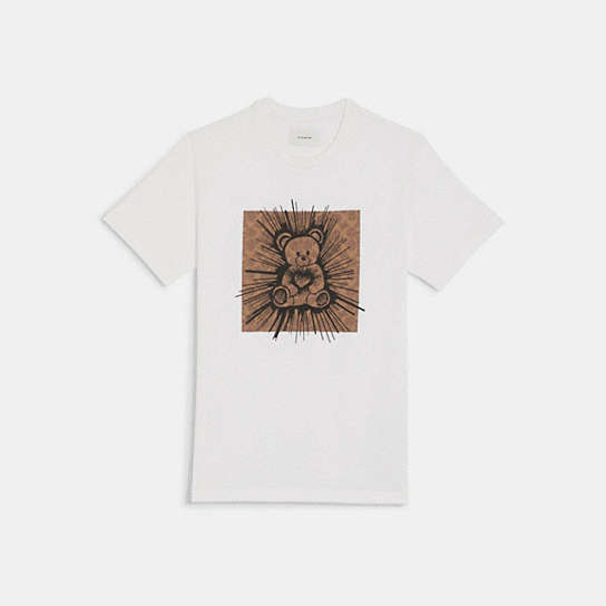 CF324 - Signature Rave Bear T Shirt In Organic Cotton WHITE/KHAKI