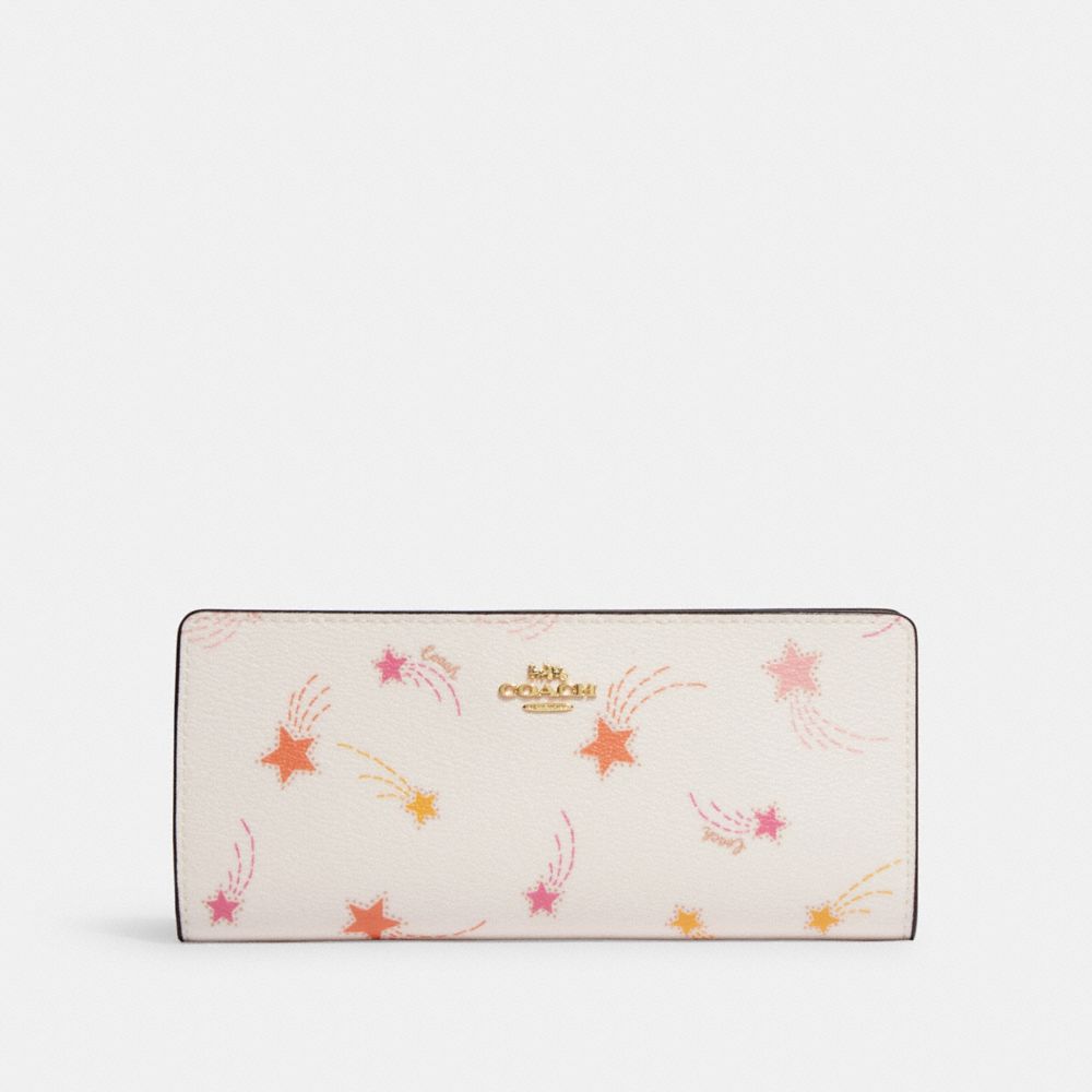 Slim Zip Wallet With Shooting Star Print - CF330 - Gold/Chalk Multi