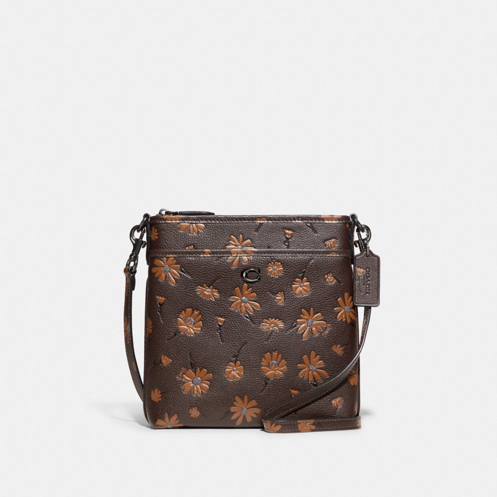 COACH CF332 Kitt Messenger With Floral Print Pewter/Multi