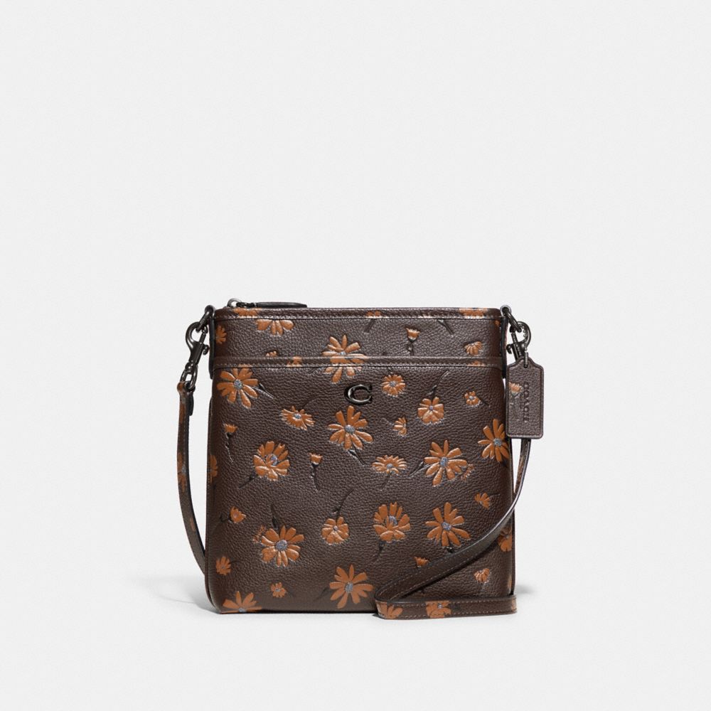 COACH CF332 Kitt Messenger Crossbody With Floral Print PEWTER/MULTI