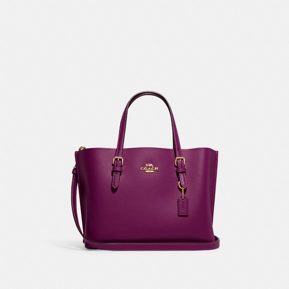 COACH CF333 Mollie Tote 25 With Signature Canvas Interior IM/DARK MAGENTA/BROWN