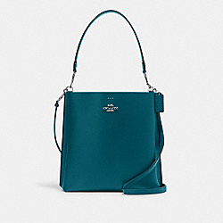 Mollie Bucket Bag With Signature Canvas Interior - CF339 - SV/Deep Turquoise/Khaki