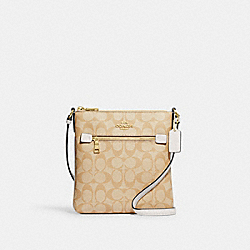 COACH CF340 Mini Rowan File Bag In Signature Canvas GOLD/LIGHT KHAKI CHALK