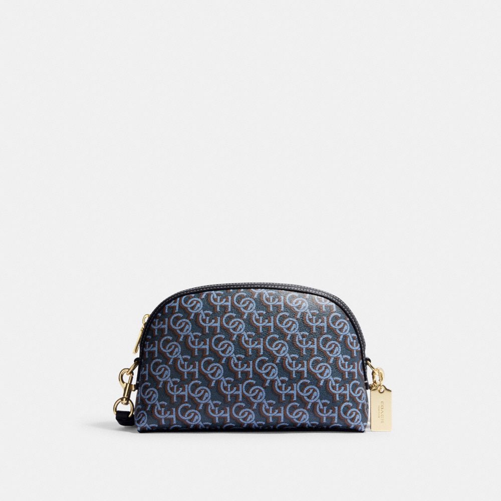 COACH CF343 Madi Crossbody With Signature Monogram Print Gold/Navy