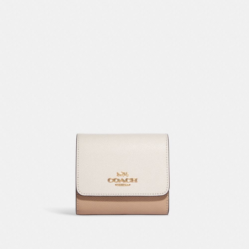 Small Trifold Wallet In Colorblock - CF357 - Gold/Chalk Multi