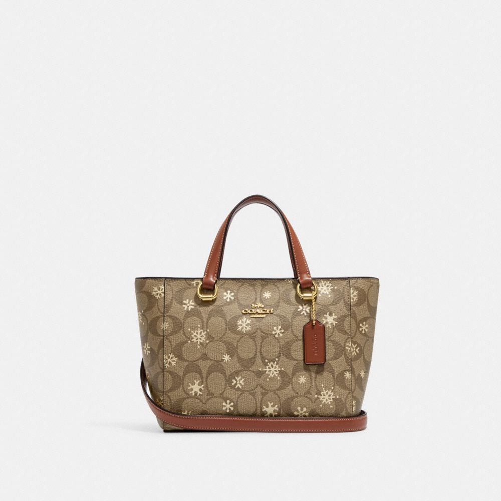 COACH CF378 Alice Satchel In Signature Canvas With Snowflake Print Im/Khaki/Gold Multi