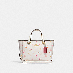 Alice Satchel With Shooting Star Print - CF379 - Gold/Chalk Multi