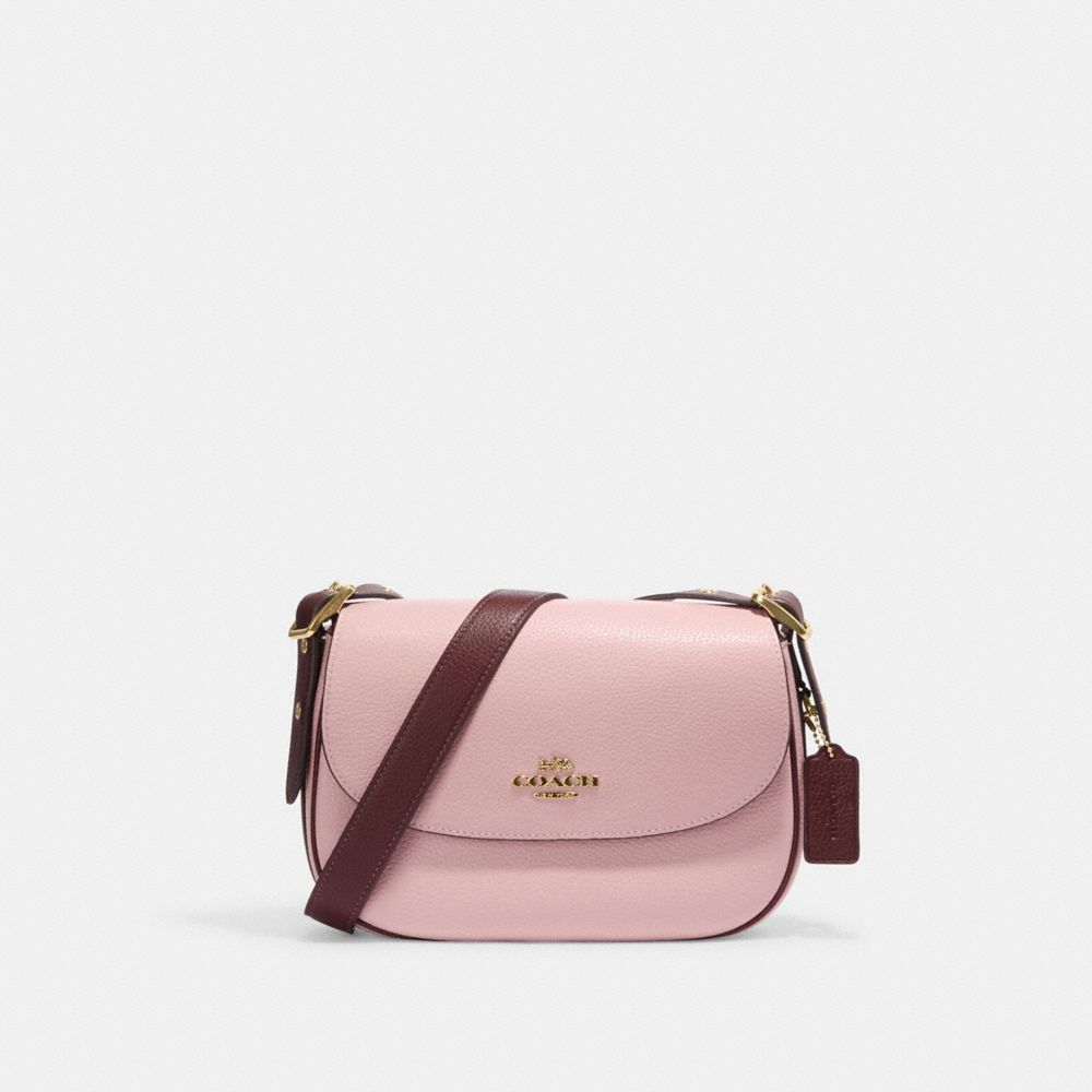 COACH CF383 Macie Saddle Bag Im/Powder-Pink-Wine-Multi
