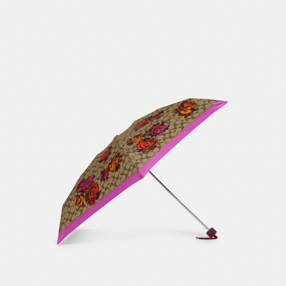 COACH CF387 Uv Protection Mini Umbrella In Signature Jumbo Floral Print Gold/Khaki Multi