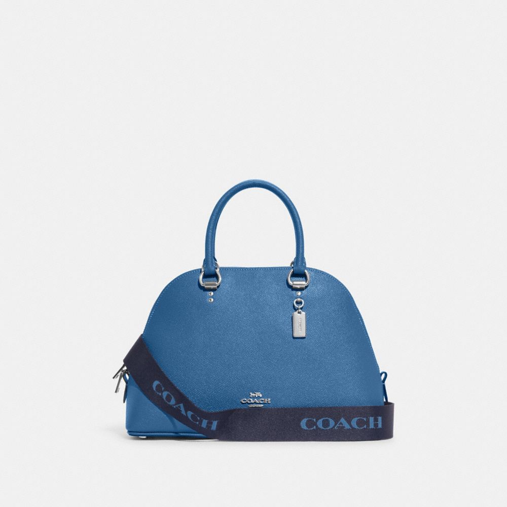 COACH CF393 Katy Satchel SILVER/SKY BLUE MULTI