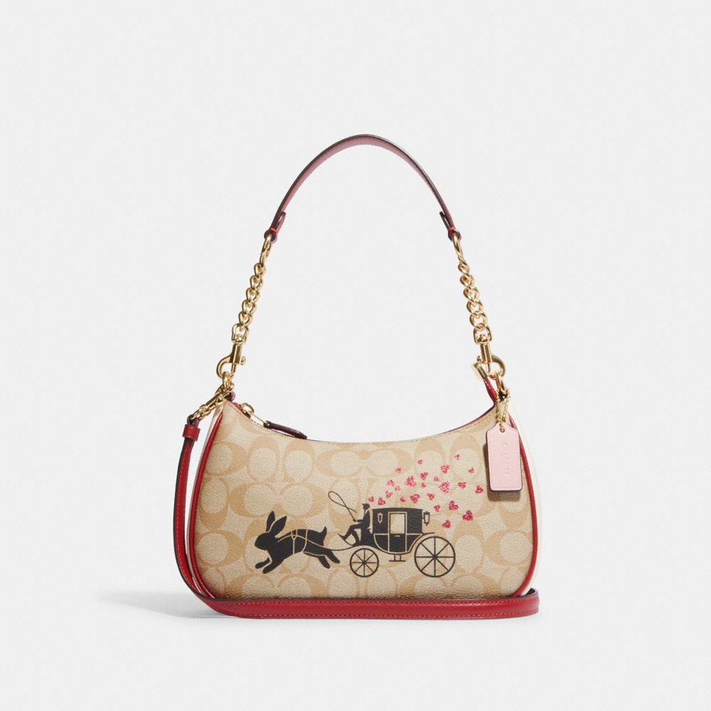 LUNAR NEW YEAR TERI SHOULDER BAG IN SIGNATURE CANVAS WITH RABBIT AND CARRIAGE