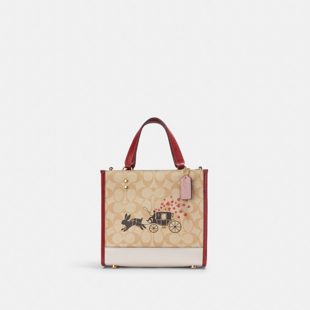 Lunar New Year Dempsey Tote 22 In Signature Canvas With Rabbit And Carriage - CF404 - Gold/Light Khaki Multi