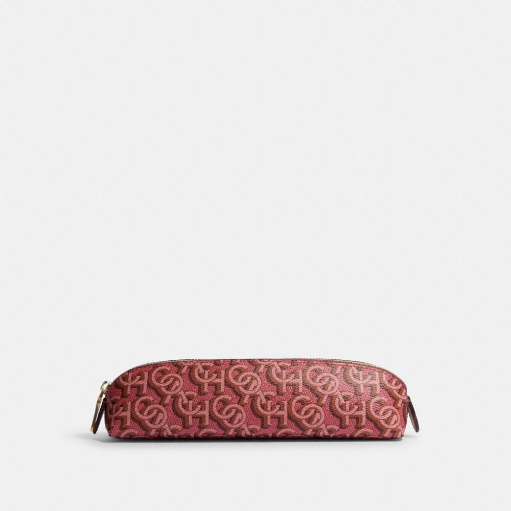 Pencil Case With Signature Monogram Print - CF417 - Gold/Rogue