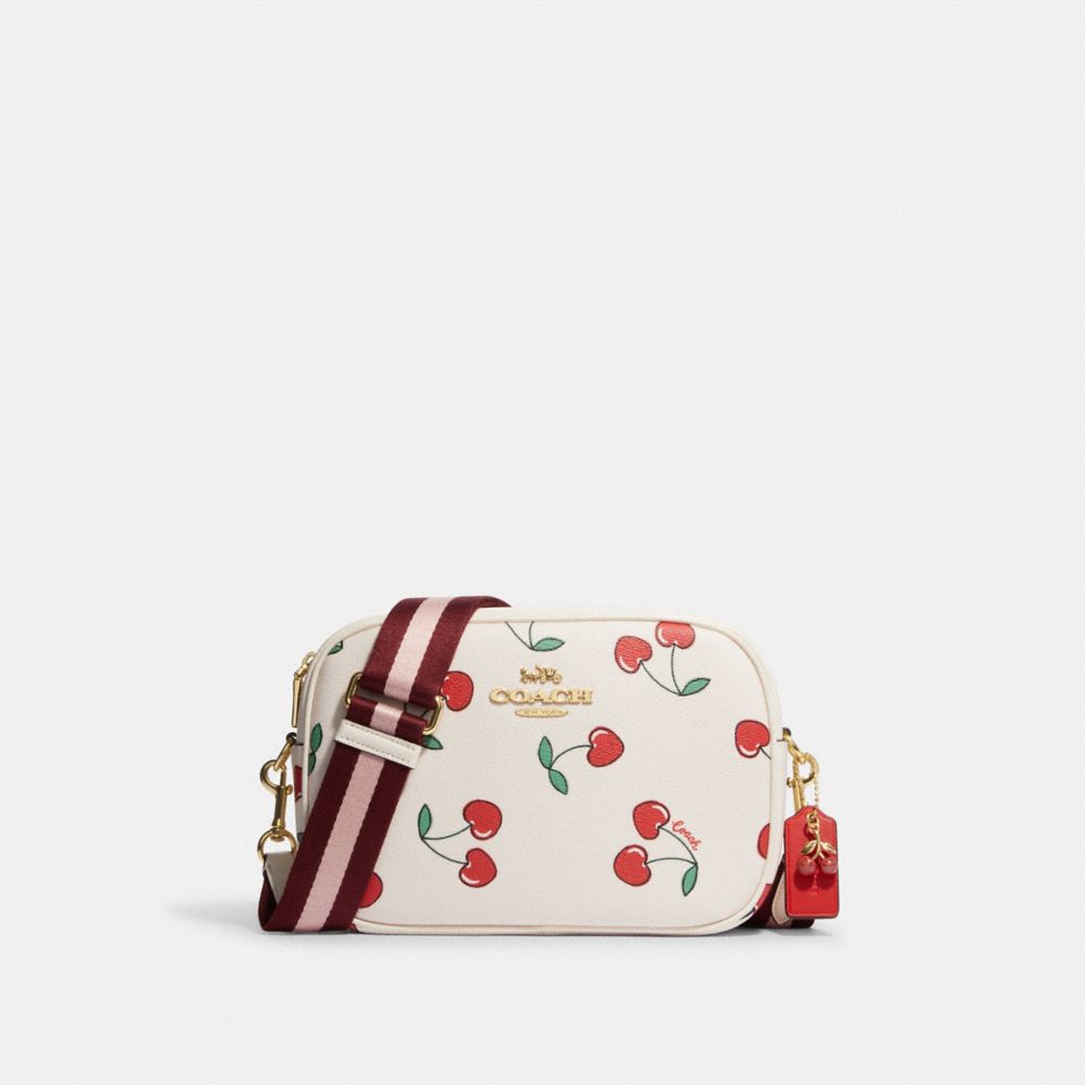 Jamie Camera Bag With Heart Cherry Print - CF420 - Gold/Chalk Multi